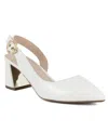 Jones New York Candree Pointed Toe Dress Slingback Pumps In White Patent