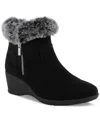 Jones New York Women's Carleen Faux Fur Cozy Wedge Booties In Black