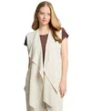 Jones New York Cascade Open Front Vest In White