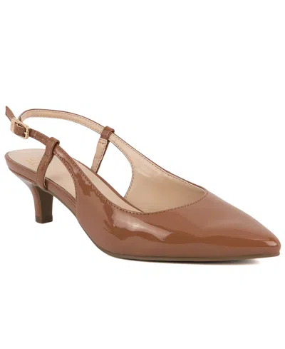 Jones New York Women's Charla Kitten Heel Slingback Pumps In Dark Nude Patent
