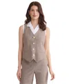 Jones New York Gingham Vest In Brown
