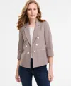 Jones New York Gingham Faux Double Breasted Jacket In Brown