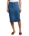 Jones New York Pinstripe Slit Front Denim Midi Skirt