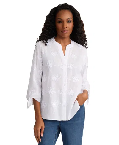 Jones New York Y-neck Blouse In White