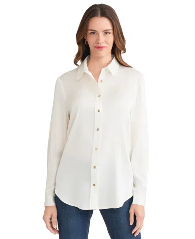 Jones New York Women's Collared Long Sleeve Top In Brown