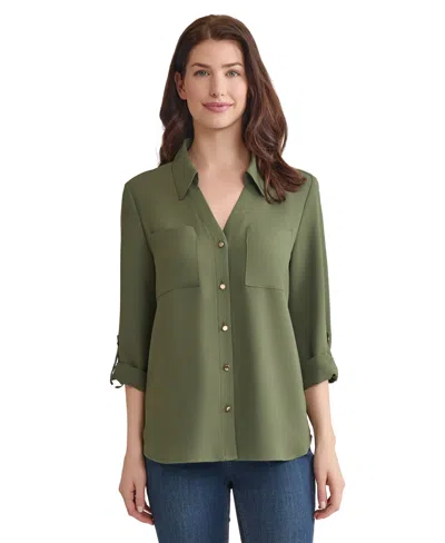 Jones New York Women's Collared Tunic Top