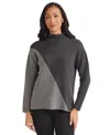 Jones New York Coloblock Mock Neck Sweater In Black
