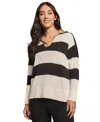 Jones New York Stripe Polo Sweater In Jones Black,jones White