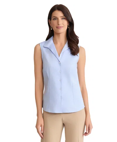 Jones New York Women's Cotton Easy-care Sleeveless Shirt In Blue