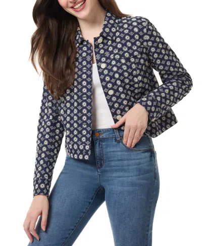 Jones New York Women's Cotton Eyelet-embroidered Jacket In Pacific Navy