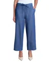 Jones New York Petite Cotton Tie-waist Chambray Pants In Blue