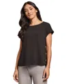 Jones New York Button Detail Top In Jones Black