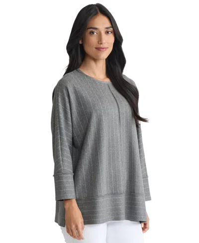 Jones New York Women's Crew Neck Pull-on Top In Gray