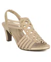 Jones New York Danely Womens Faux Leather Rhinestone Slingback Sandals In Soft Gold