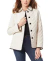 Jones New York Petites Womens Quilted Polyester Quilted Coat In Neutral