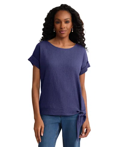 Jones New York Women's Dolman-sleeve Boat Neck Top In Blue