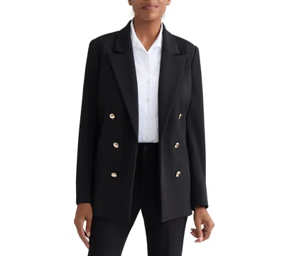 Jones New York Women's Double-breasted Open-front Jacket In Black
