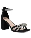 Jones New York Jnyearaman Womens Bow Manmade Ankle Strap In Black Satin