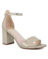 Jones New York Women's Early Two Piece Block Heel Dress Sandals In Light Gold
