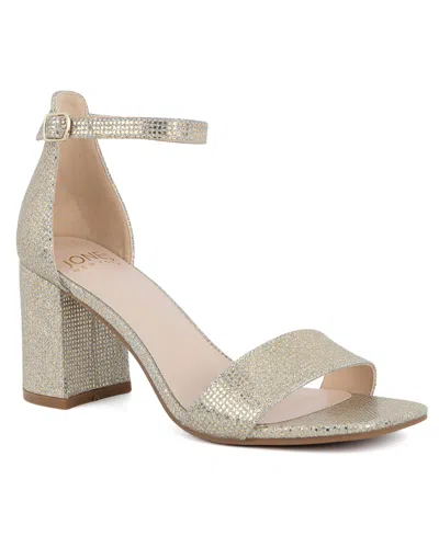 Jones New York Women's Early Two Piece Block Heel Dress Sandals In Light Gold