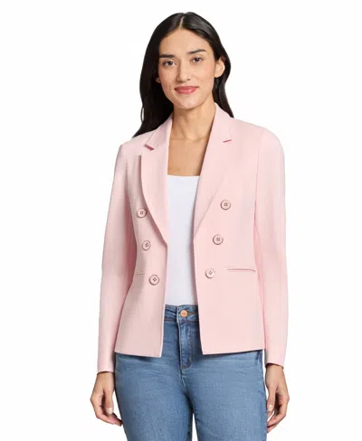 Jones New York Women's Faux Double Breasted Collared Jacket In Petal Pink