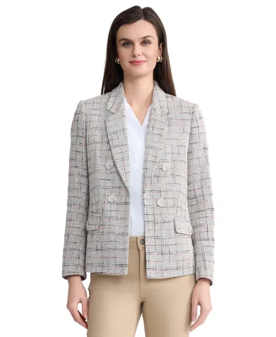 Jones New York Women's Faux Double Breasted Tweed Jacket In Gray