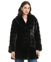 Jones New York Women's Faux-fur Notched-collar Coat In Black
