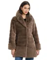 Jones New York Women's Faux-fur Notched-collar Coat In Brown