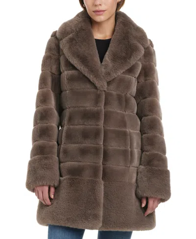 Jones New York Women's Faux-fur Notched Collar Coat In Mink