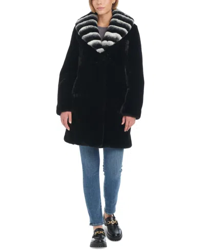 Jones New York Women's Faux-fur Shawl-collar Coat In Black