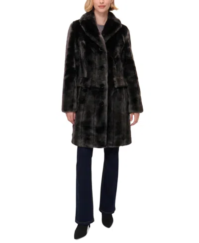 Jones New York Women's Faux-fur Single-breasted Blazer Coat In Black Mink