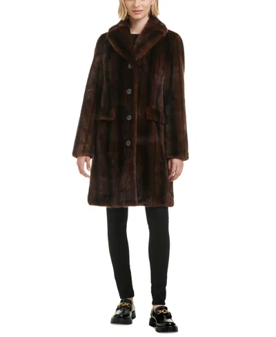 Jones New York Women's Faux-fur Single-breasted Blazer Coat In Brown Mink