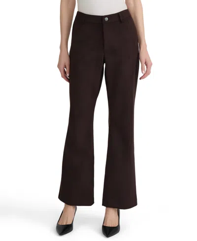 Jones New York Women's Ff Lexington Bootleg Bootcut Mid-rise Scuba-suede Pants In Brown