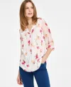 Jones New York Women's Floral-print Chiffon Clip-dot Top In Jones White Multi