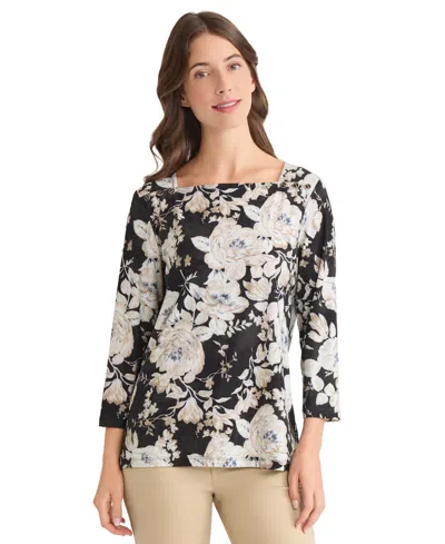 Jones New York Women's Floral Print Top In Multi