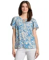 Jones New York Tie-front Top In Blue
