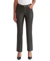 Jones New York Women's Faux Leather High Rise Elastic Waistband Pants In Gray