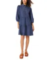 JONES NEW YORK WOMEN'S HALF-PLACKET TIERED SHORT DRESS