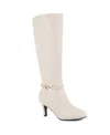 Jones New York Hanlee Womens Zipper Faux Leather Knee-high Boots In Winter White