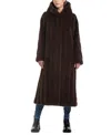 Jones New York Women's Hooded Faux-fur Maxi Coat In Brown