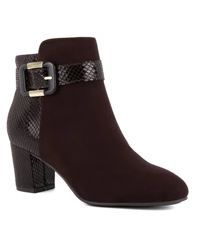 Jones New York Women's Ivyy Buckle Block Heel Booties In Dark Brown