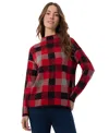 Jones New York Mock Neck Sweater In Deep Rouge Multi