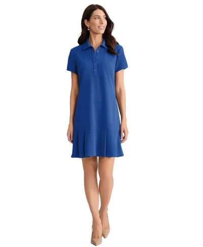 Jones New York Karolina Pleated Polo Dress In Blue