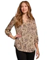 Jones New York V-neck Tunic Top In Praline Multi