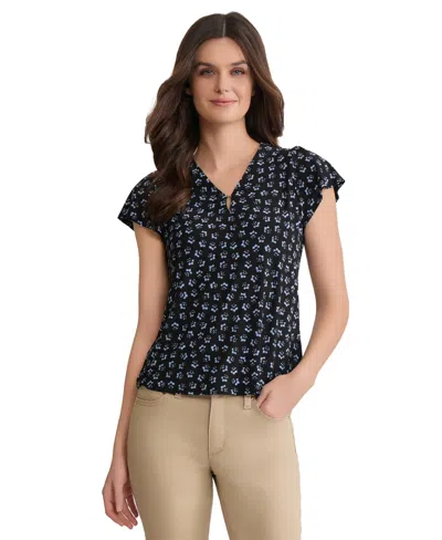 JONES NEW YORK WOMEN'S KEYHOLE NECK FLUTTER-SLEEVE TOP