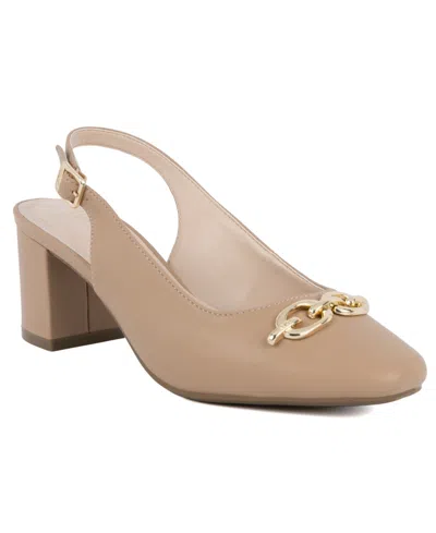 Jones New York Women's Korla Block Heel Slingback Pumps In Natural Smooth