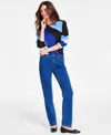Jones New York Womens Lexington Mid Rise Straight Leg Denim Jeans 2 16p In Blue