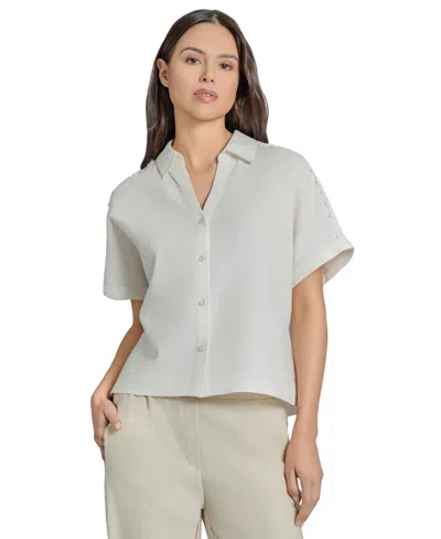 Jones New York Women's Linen-blend Drop-shoulder Shirt In Nyc White