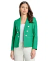 Jones New York Faux Linen Blend Double Breasted Jacket In Kelly