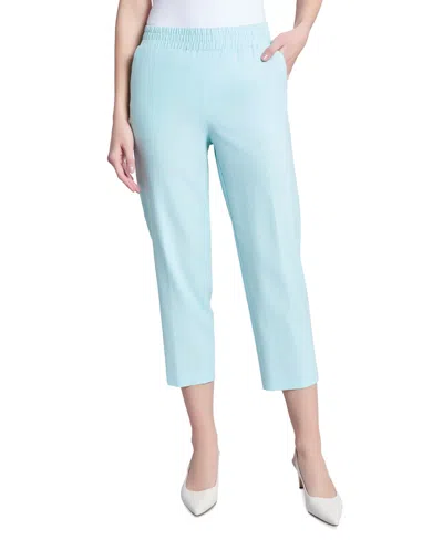 Jones New York Women's Linen-blend Pull-on Cropped Pants In Aqua Mist